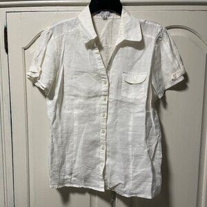 August Silk Short sleeve Button down Shirt Size M